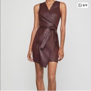 BCBGMAXAZRIA Layla Asymmetric Faux Leather Sleeveless Dress
